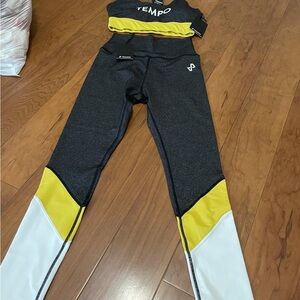 Leggings - Gray, Yellow, and White